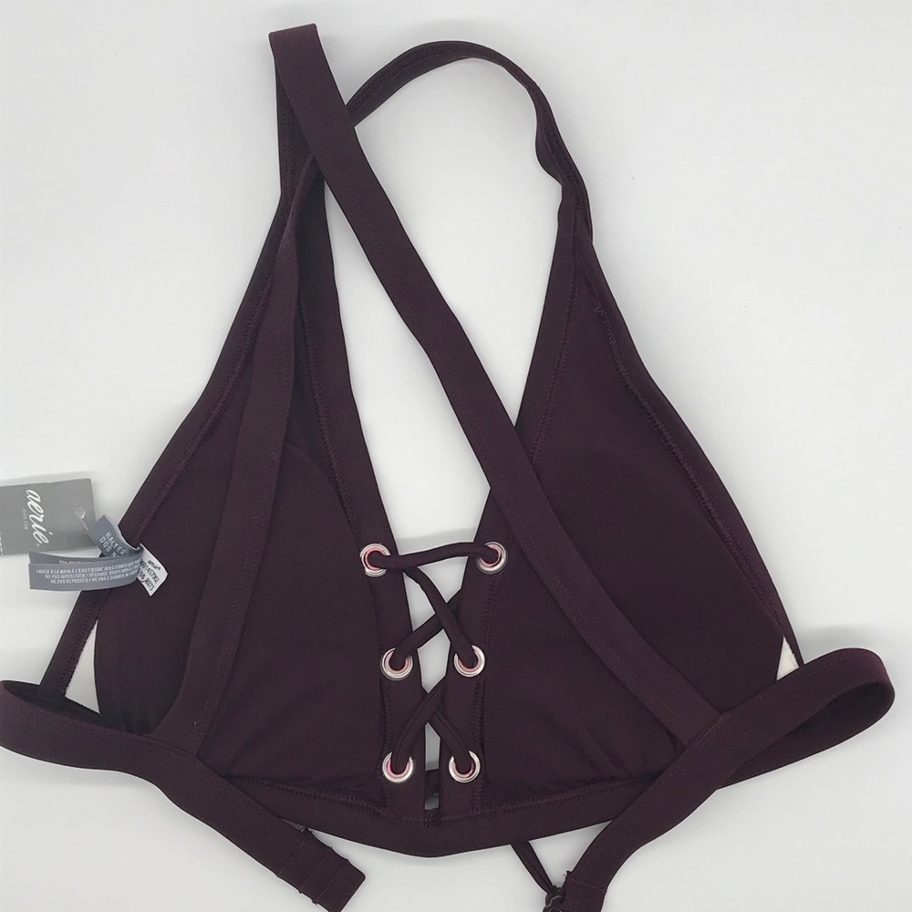 Aerie Halter Bikini Top Lace Up front Size Small. NWT - Picture 3 of 6